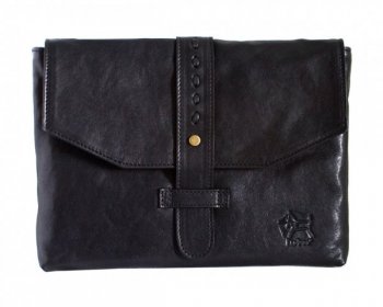 Red Dog black leather ipad bag